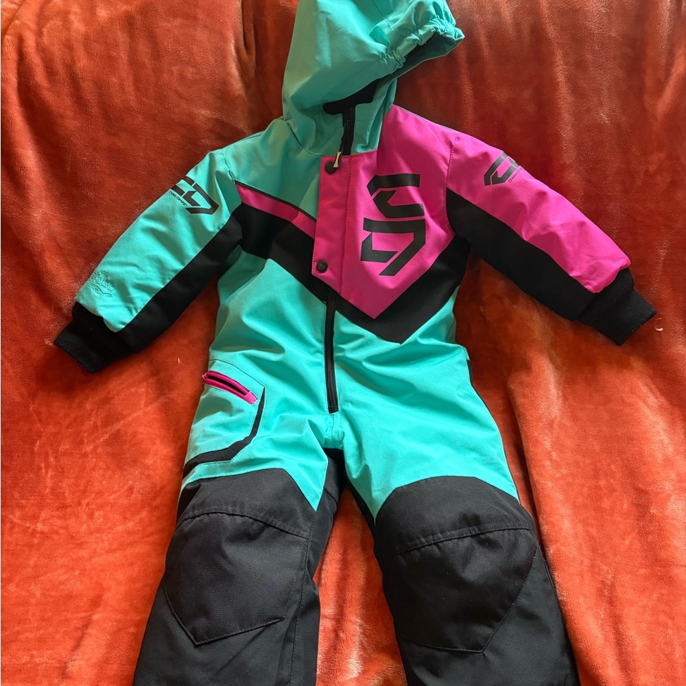 Choko FXR Youth One-Piece Snowsuit Teal Pink Black 3T